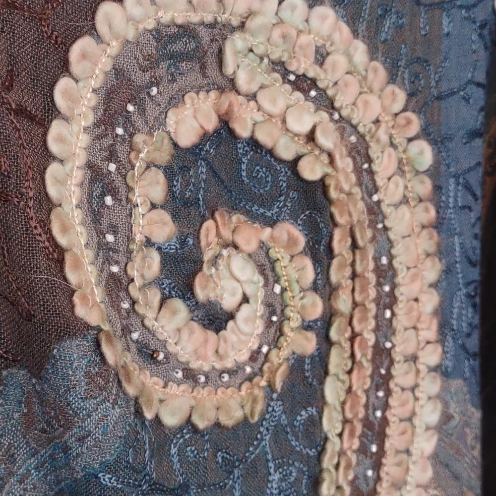 Chelsea by Joseph Beautiful Beaded Crochet Wrap Scarf Shawl Oversized Paisley